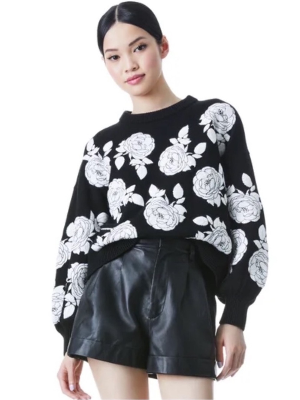 ALICE + OLIVIA Carwen Embroidered Pullover Sweater